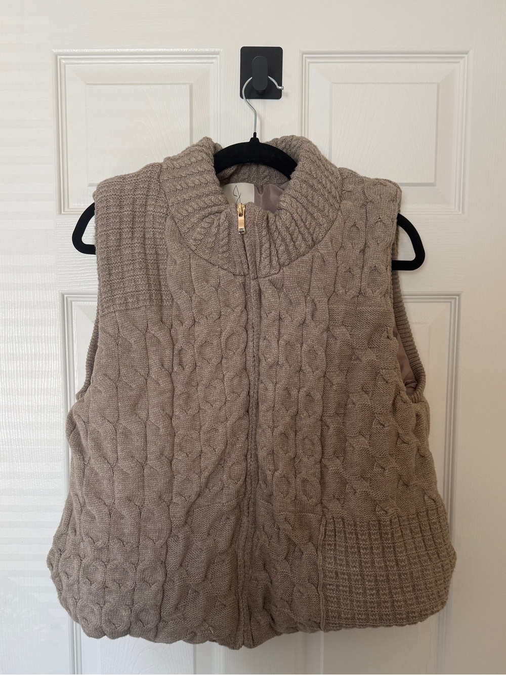 Joie Brown Cable Knit Zip-Front Sweater Vest